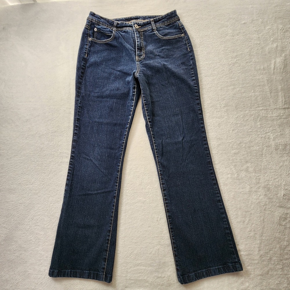 St Johns Bay‎ Bootcut Jeans Womens 12 Dark Wash Stretch Flap Pocket 31W 29.5L